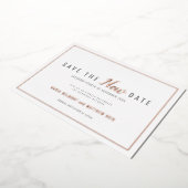 の結婚イベントの変更救新しい日付バラ金ゴールド 箔招待状 (回転した状態)