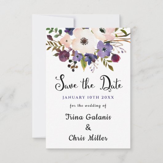 の結婚イベントフローラシック日付フラットカードを保存フラットカード (正面)