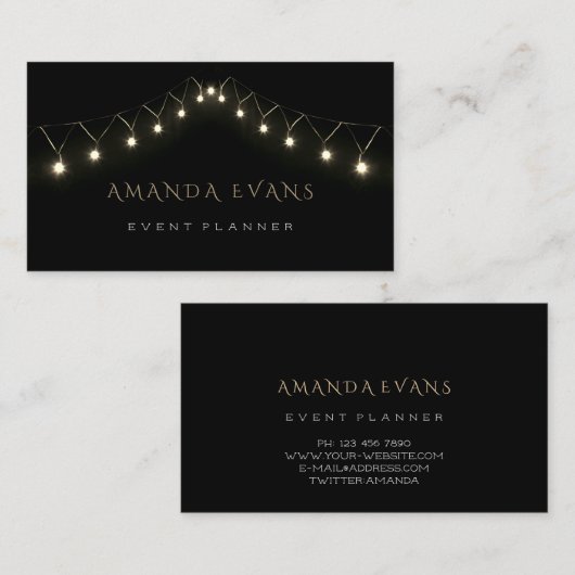 の結婚イベントプランナースパークリー白黒ライト 名刺 (正面/裏面)