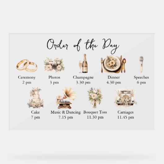 の結婚イベント目図解入りの、写真付きの アクリルサイン (正面)