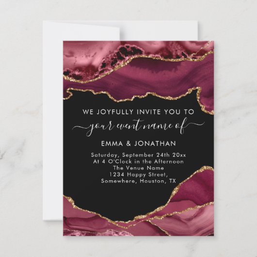 の結婚イベントQRコードバーガンディ金ゴールドブラック (正面)