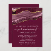 の結婚イベントQRコードバーガンディ金ゴールド大理石 (正面/裏面)