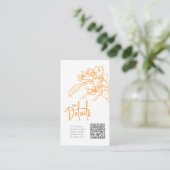 の結婚ウェブサイトオレンジの花の詳細QR結婚 エンクロージャーカード (スタンド正面)