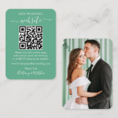 の結婚ウェブサイト写真QRネオミントグリーン エンクロージャーカード (正面/裏面)