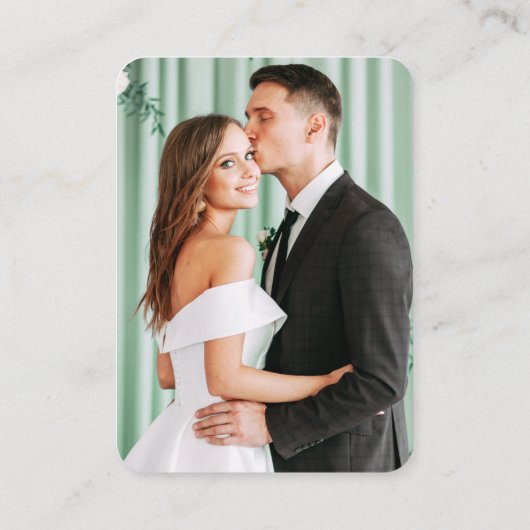 の結婚ウェブサイト写真QRネオミントグリーン エンクロージャーカード (裏面)