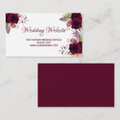 の結婚ウェブサイト詳細ピンクのフローラブルゴーニュ エンクロージャーカード (正面/裏面)
