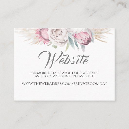 の結婚ウェブサイトPampas Grass Pinkエキゾチックフローラ 名刺 (正面)