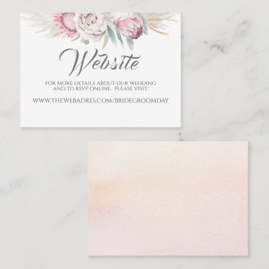 の結婚ウェブサイトPampas Grass Pinkエキゾチックフローラ 名刺 (正面/裏面)