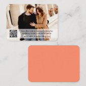 の結婚ウェブサイトQRオーバーレイ写真サンゴ エンクロージャーカード (正面/裏面)