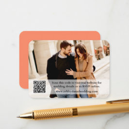 の結婚ウェブサイトQRオーバーレイ写真サンゴ エンクロージャーカード