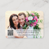 の結婚ウェブサイトQRオーバーレイ写真ホットピンク エンクロージャーカード (正面)