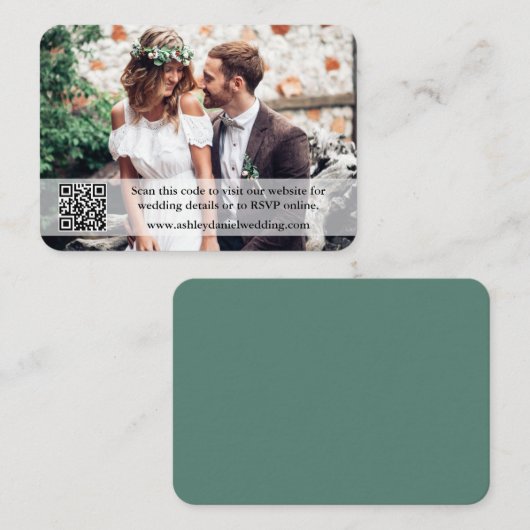 の結婚ウェブサイトQRオーバーレイ写真ユーカリプタスグリーン エンクロージャーカード (正面/裏面)