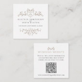 の結婚ウェブサイトQRコードハートリーフモノグラム エンクロージャーカード (正面/裏面)