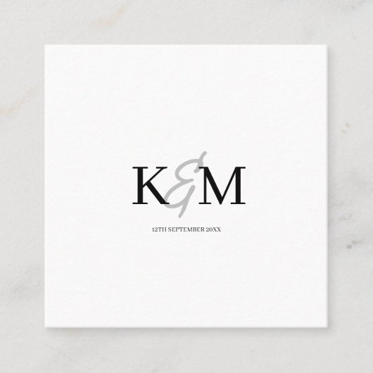 の結婚ウェブサイトQRコード写真ミニマリストEncolsure スクエア名刺 (正面)