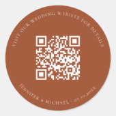 の結婚ウェブサイトQRコード詳細rsvp燃えオレンジ ラウンドシール (正面)