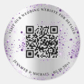 の結婚ウェブサイトQRコード詳細rsvp silver violet violet ラウンドシール (正面)