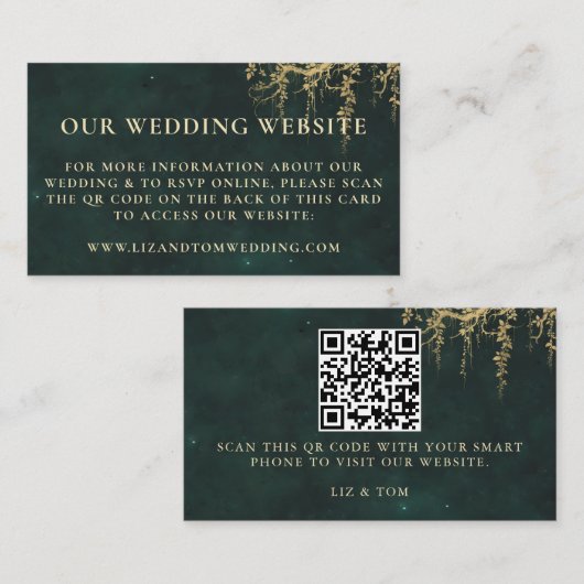 の結婚ウェブサイトQRコード魅惑された森の大枝 エンクロージャーカード (正面/裏面)