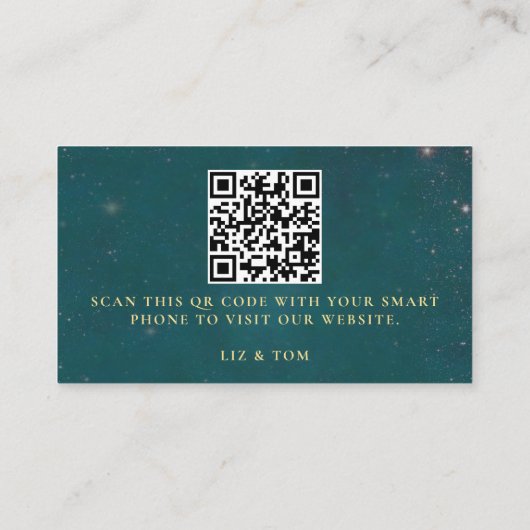 の結婚ウェブサイトQRコード魅惑された森バラアーチ エンクロージャーカード (裏面)