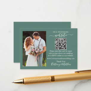 の結婚ウェブサイトQR写真ユーカリ緑 エンクロージャーカード