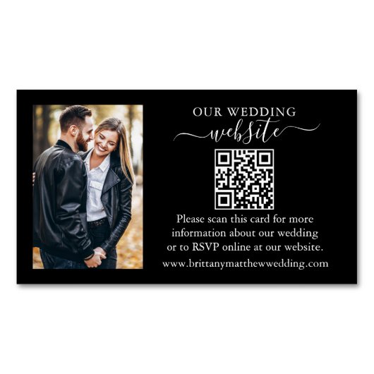 の結婚ウェブサイトQR写真25ブラックマグネットカード マグネット名刺 (正面)