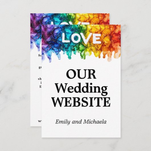 🌈の結婚ウェブサイ絵を描トLGBTQ エンクロージャーカード (正面/裏面)