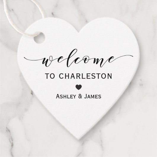 の結婚ウェルカムギフトラベル、ハートウェルカムラベル フェイバータグ (正面)