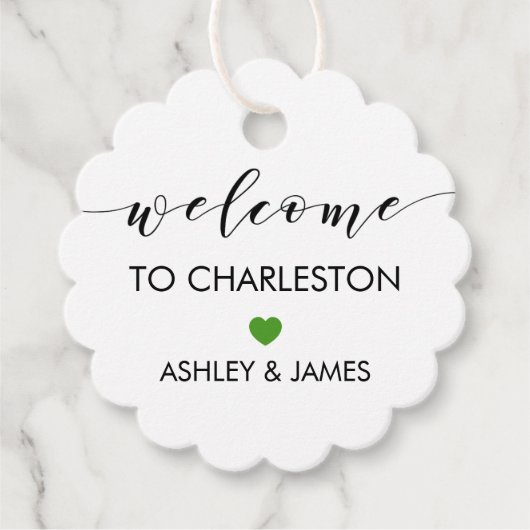 の結婚ウェルカムギフトラベル，ホテルゲストズグリーン フェイバータグ (正面)