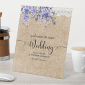 の結婚ウェルカムサインパープルウィステリアレース 台座サイン (インサイチュ)