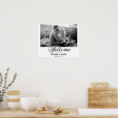 の結婚ウェルカムサイン白黒ロマンチック写真 ポスター (キッチン)