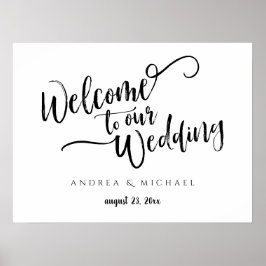 の結婚ウェルカムサイン – Messy Brush Script Black ポスター
