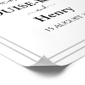 の結婚ウェルカムサイン – Pink Rose Gray Boarder ポスター (角)