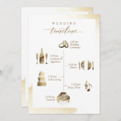 の結婚ウェルカムタイムラインカードゴールデンイエローウォッシュ (正面/裏面)