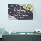 の結婚ウェルカムバナーレースひまわり糸ライト 横断幕 (トレードショー)