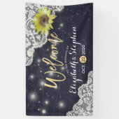 の結婚ウェルカムバナーレースひまわり糸ライト 横断幕 (縦)