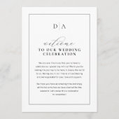 の結婚ウェルカムレターとタイムラインの旅程カード メニュー (正面)