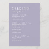 の結婚ウェルカムレターとタイムラインの旅程カード メニュー (裏面)