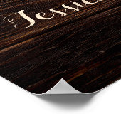 の結婚ウェルカム素朴ウッドブルーフローラ列 ポスター (角)