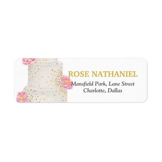 の結婚ウォーターカラーケーキブライダルシャワー ラベル (正面)