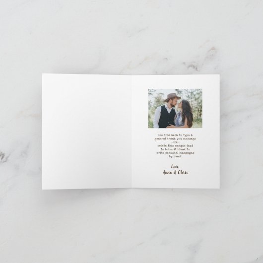 の結婚ウッド素朴・メイソン・ジャー・ライトありがとう サンキューカード (内部)