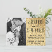 の結婚エレガント金ゴールドと黒 セーブザデート (スタンド正面)