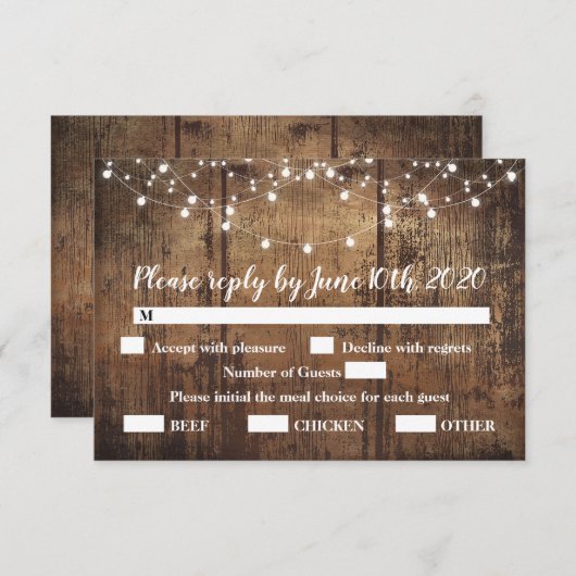 の結婚エンクロージャRSVPカード 出欠カード (正面/裏面)