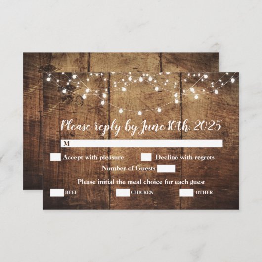 の結婚エンクロージャRSVPカード 出欠カード (正面/裏面)