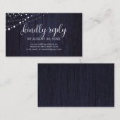 の結婚オンラインRSVPウッド素朴ズ結婚ネイビーブルー エンクロージャーカード (正面/裏面)