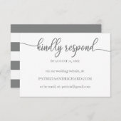 の結婚オンラインRSVPカードグレー書道 出欠カード (正面/裏面)