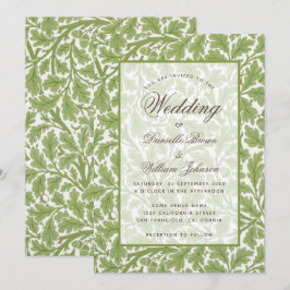 の結婚オークの葉植物性モリス書道 招待状