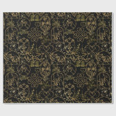 の結婚オーナメントパターンの金ゴールドブラックBG ラッピングペーパー (フラット)