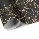 の結婚オーナメントパターンの金ゴールドブラックBG ラッピングペーパー (ロールコーナー)
