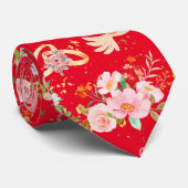 の結婚オーナメントパターン赤BG ネクタイ (ロール)