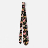 の結婚オーナメントパターン黒BG ネクタイ (裏面)