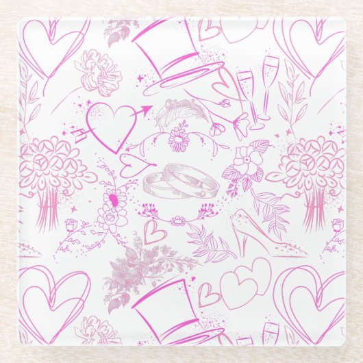 の結婚オーナメントパターン02 ガラスコースター (正面)